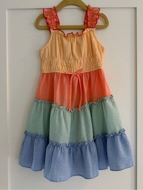 Girls Jona Michelle Tiered Colorblock Sundress | Size 5